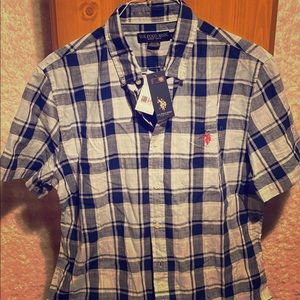 US Polo Assn short sleeve plaid shirt. Men’s L